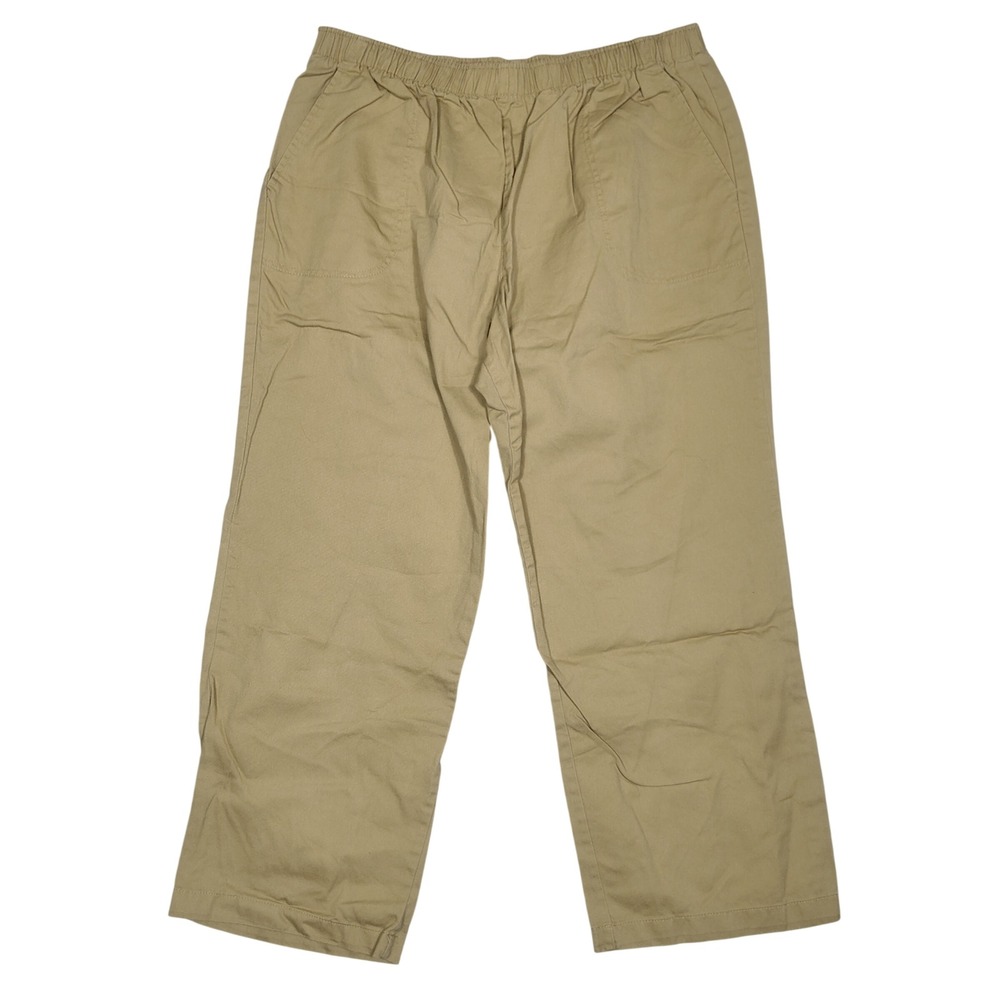 White Stag Pants Womens XL Petite Cotton Elastic Waist Urbane Khaki Solid